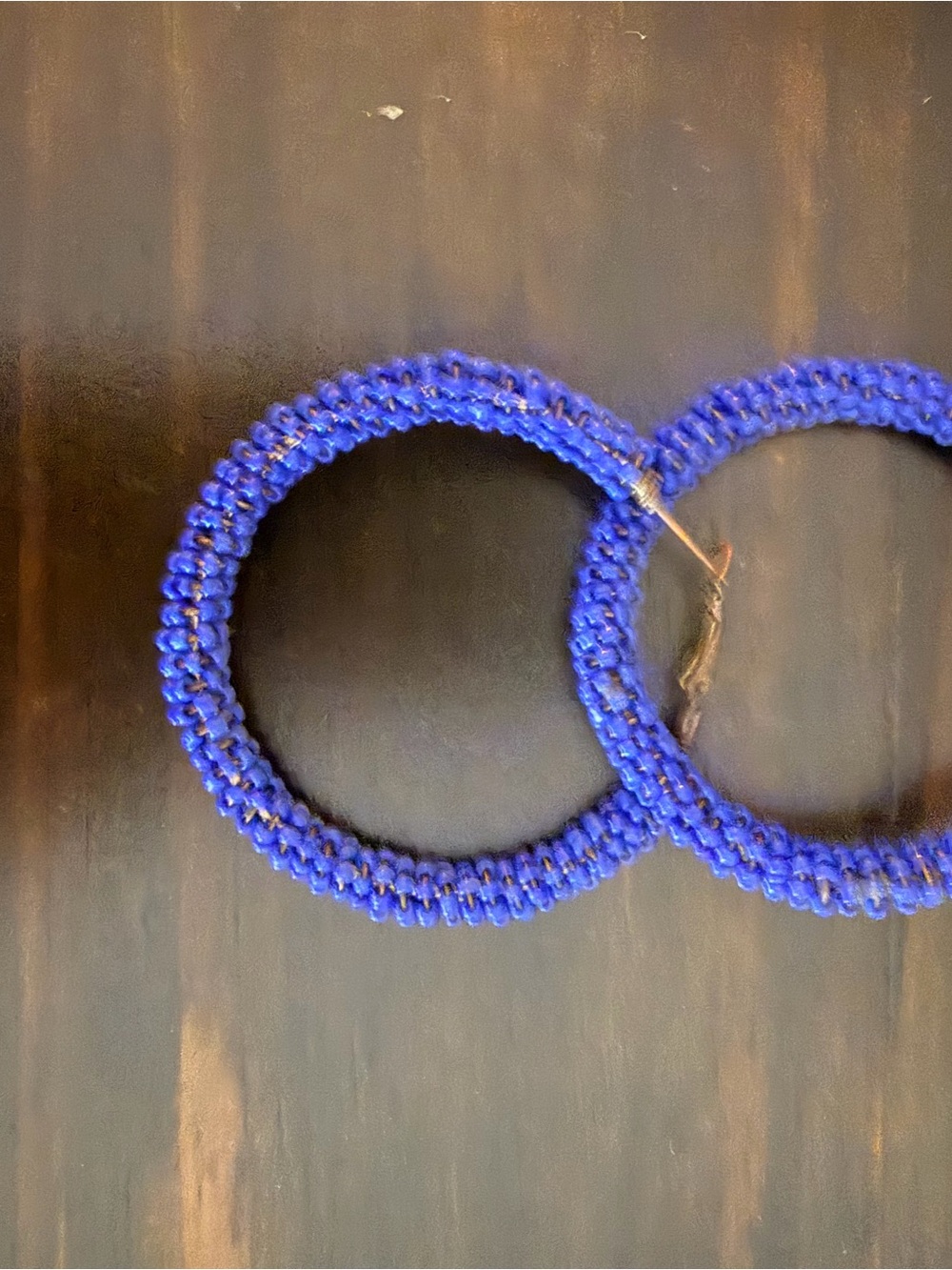 Bold Blue Beaded Hoop Earrings - Women's Jewelry